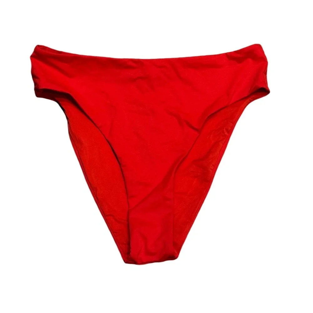 SKIMS Recycled Swim Mid Waist Bottom Ruby Red Bikini SW-MWB-0748 Womens Medium